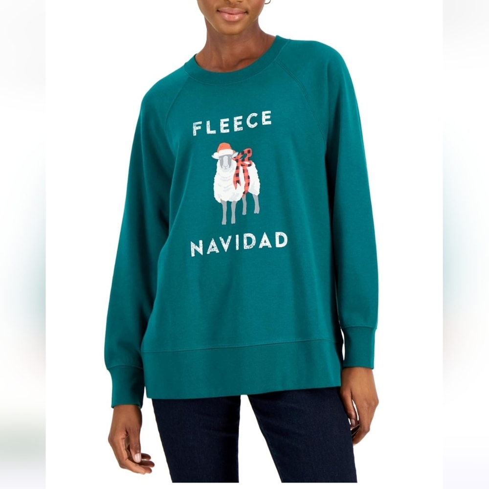 NWT Style & Co Plus 'Fleece Navidad' Holiday Lounge Sweatshirt 2X